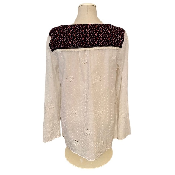 MATILDA JANE EMBROIDERED SPLIT NECK POINTELLE COTTON BLOUSE SIZE LARGE FLORAL - Picture 12 of 16